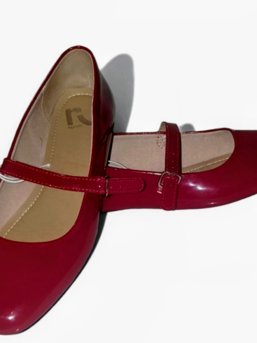 Report Red Patent Mary Jane Flats with Buckle Strap